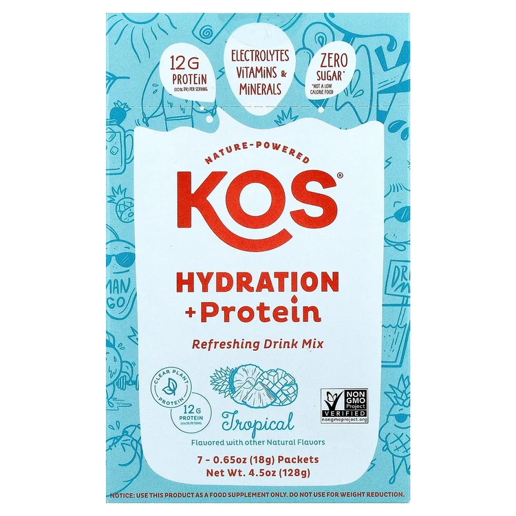 Hydration + Protein, Refreshing Drink Mix, Tropical , 7 Packets, 0.65 oz (18 g) Each image 1