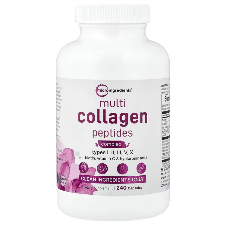 Multi-Collagen Peptides Complex With Biotin, Vitamin C & Hyaluronic Acid, 240 capsules image 1