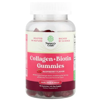 Collagen + Biotin Gummies, Raspberry , 90 Gummies