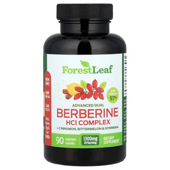 Advanced Dual Berberine HCl Complex + Cinnamon, Bittermelon & Gymnema, 90 Vegetable Capsules