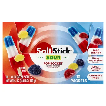 Energy Gummies, Sour Pop Rocket, 10 Packets, 1.41 oz (40 g) Each