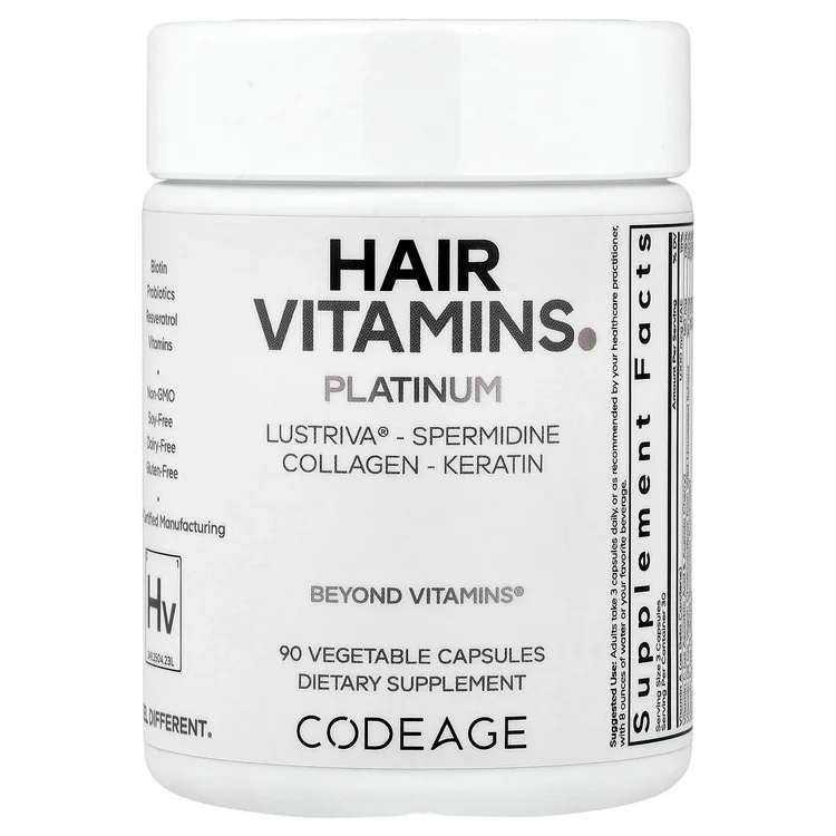 Hair Vitamins, Platinum, 90 Vegetable Capsules image 1