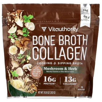 Bone Broth Collagen, Cooking & Sipping Broth, Mushroom & Herb, 10.9 oz (312 g)