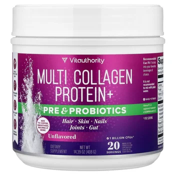 Multi Collagen Protein+ Pre & Probiotics, Unflavored, 14.39 oz (408 g)