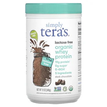 Organic Whey Protein, Lactose Free, Dark Chocolate, 12 oz (340 g)