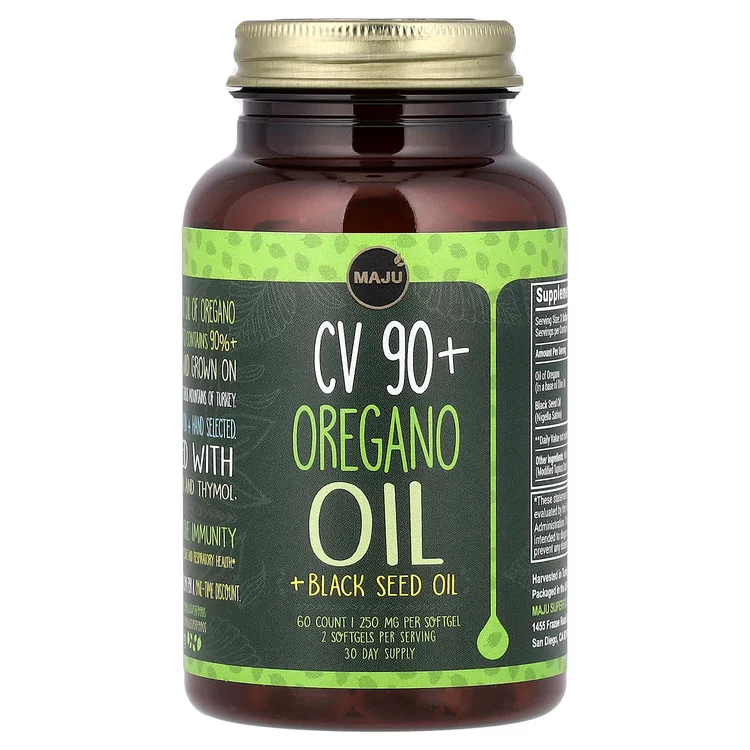 CV 90+ Oregano Oil + Black Seed Oil, 60 Softgels image 1