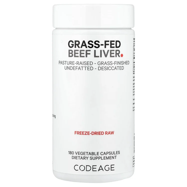 Grass-Fed Beef Liver, 180 Vegetable Capsules (500 mg per Capsule) image 1