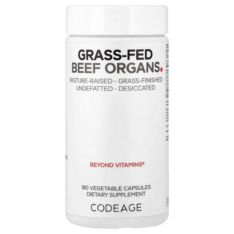 Grass-Fed Beef Organs, 180 Vegetable Capsules image 1