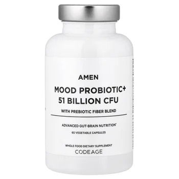Amen, Mood Probiotic+ With Prebiotic Fiber Blend, 60 Vegetable Capsules