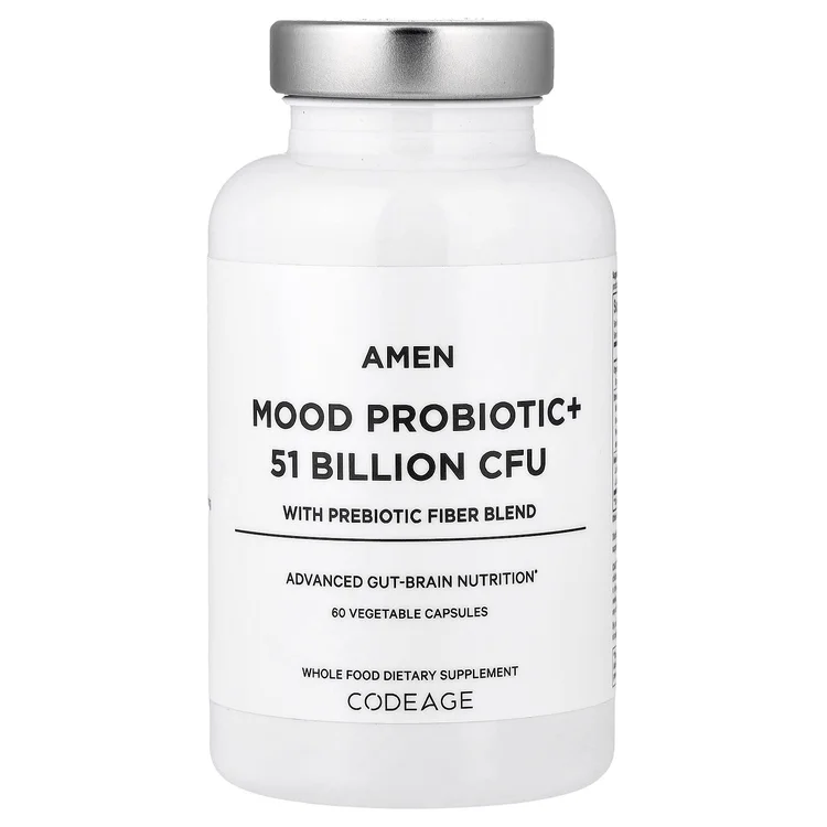 Amen, Mood Probiotic+ With Prebiotic Fiber Blend, 60 Vegetable Capsules image 1