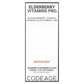 Elderberry Vitamins Pro, Blueberry & Raspberry, 4 fl oz (120 ml)