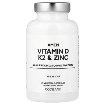 Amen, Vitamin D, K2 & Zinc, 60 Vegetable Capsules