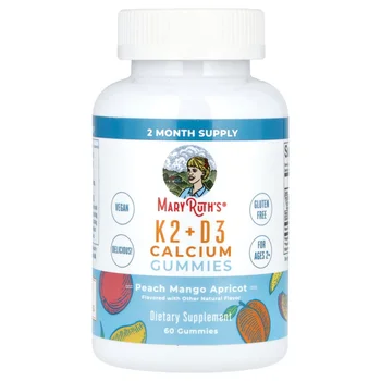 K2 + D3 Calcium Gummies, Peach, Mango and Apricot, 60 Gummies