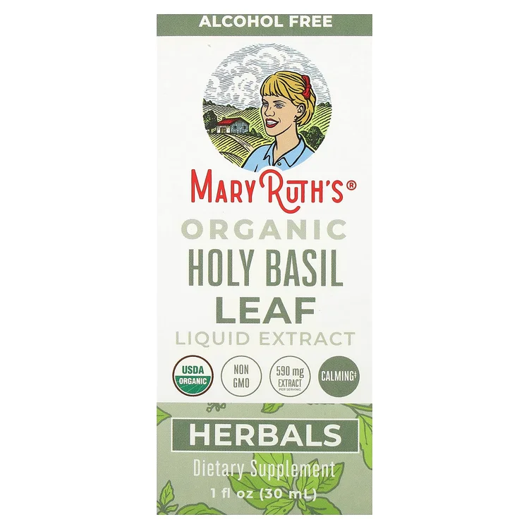Organic Holy Basil Leaf Liquid Extract, Alcohol Free, 590 mg, 1 fl oz (30 ml) image 1