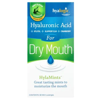 HylaMints, Hyaluronic Acid + Xylitol + Slippery Elm + Cranberry, Mint, 60 Lozenges