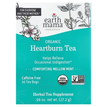 Organics, Organic Heartburn Tea, Comforting Mellow Mint, Caffeine Free, 16 Tea Bags, 0.96 oz (27.2 g)