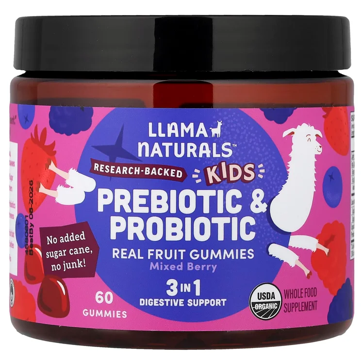 Kids Prebiotic & Probiotic, Real Fruit Gummies, Mixed Berry, 60 Gummies image 1