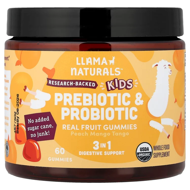 Kids Prebiotic & Probiotic, Real Fruit Gummies, Peach Mango Tango, 60 Gummies image 1
