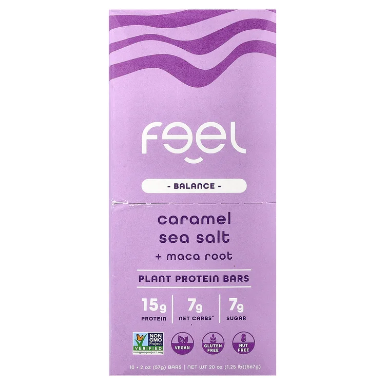 Balance, Plant Protein Bars, Caramel Sea Salt + Maca Root, 10 Bars, 2 oz (57 g) Each image 1
