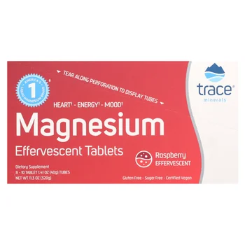 Magnesium Effervescent Tablets, Raspberry, 8 Tubes, 10 Tablets Each