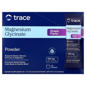 Magnesium Glycinate Powder, Grape, 30 Packets, 0.11 oz (3 g) Each