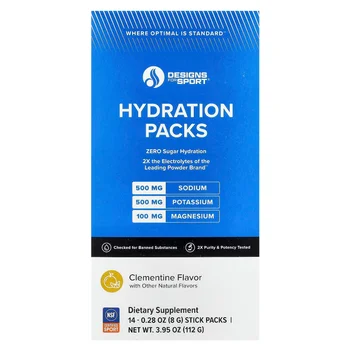 Designs For Sport®, Hydration Packs, Clementine, 14 Stick Packs, 0.28 oz (8 g) Each