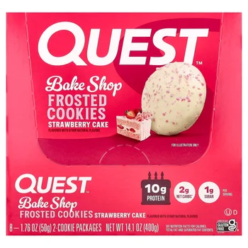 Bake Shop Frosted Cookies, Strawberry Cake, 8 Packages, 1.76 oz (50 g) Each