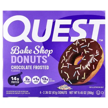 Bake Shop Donuts, Chocolate Frosted, 4 Donuts, 2.36 oz (67 g) Each
