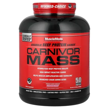 Carnivor™ Mass, Anabolic Beef Protein Gainer, Strawberry, 5.79 lbs (2,628 g)