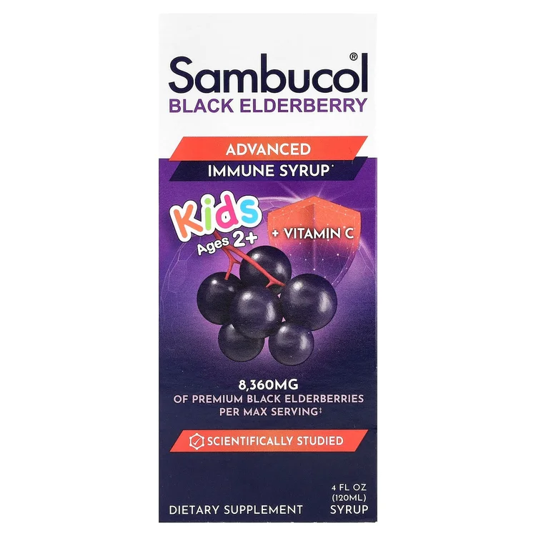 Kids, Black Elderberry, Advanced Immune Syrup, 2 Years & Older, Berry, 4 fl oz (120 ml) image 1