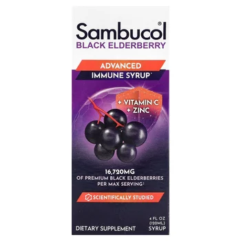 Black Elderberry Syrup, Advanced Immune, Vitamin C + Zinc, 4 fl oz (120 ml)