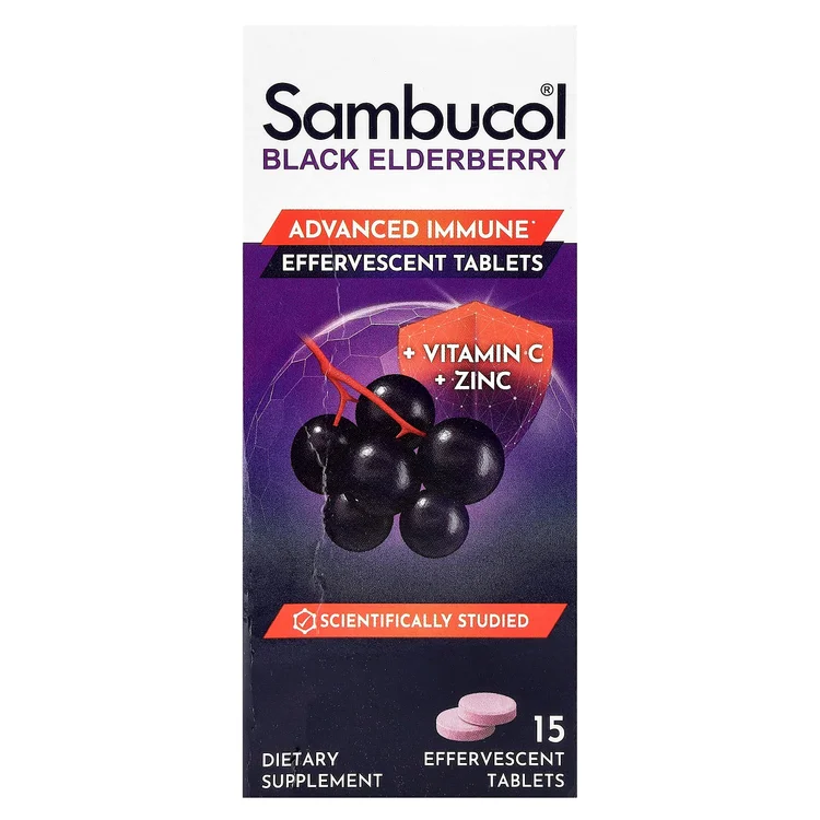 Black Elderberry, Effervescent Tablets + Vitamin C & Zinc, Age 4+, 15 Effervescent Tablets image 1