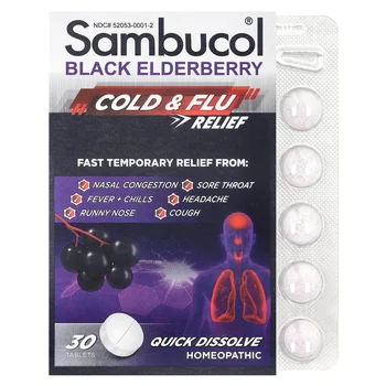 Black Elderberry, Cold & Flu Relief, 30 Tablets
