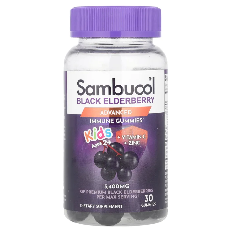 Kids Black Elderberry Gummies + Vitamin C  + Zinc, Ages 2+, 30 Gummies image 1